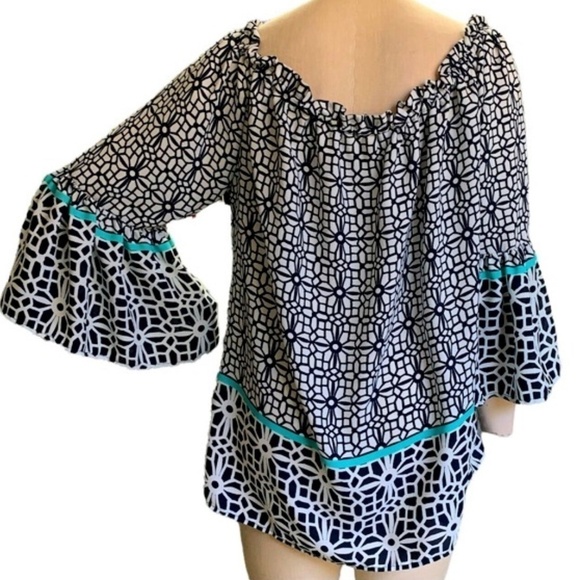 Tacera BOHO Off Shoulder Bell Sleeve Relaxed Fit Blouse Sz XL #256H - Picture 3 of 5